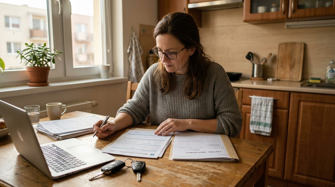 Doklady a kľúče od auta pripravené na hlásenie poistnej udalosti