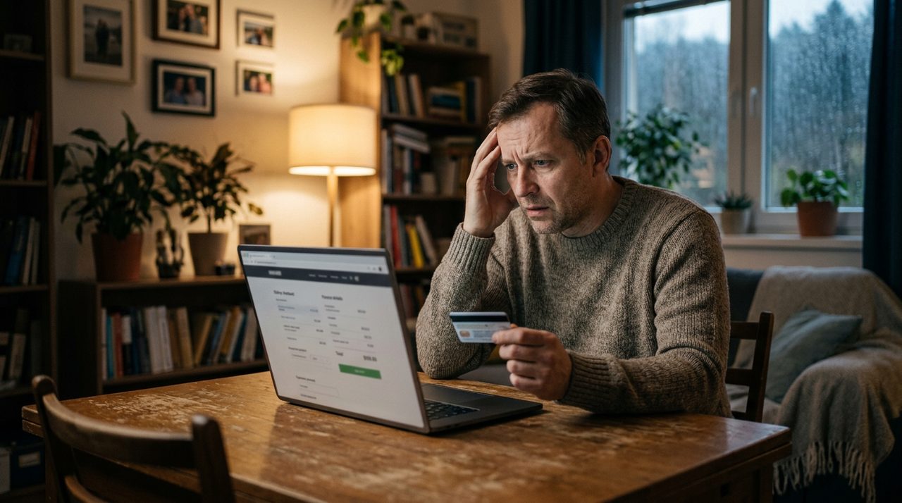 Človek pri notebooku s platobnou kartou pri nákupe na internete